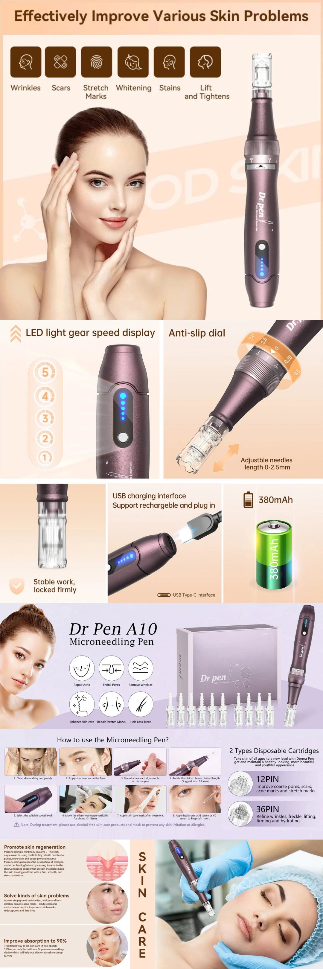 Dr.Pen A10 Adjustable Wireless Microneedling Pen - Feature Image 1