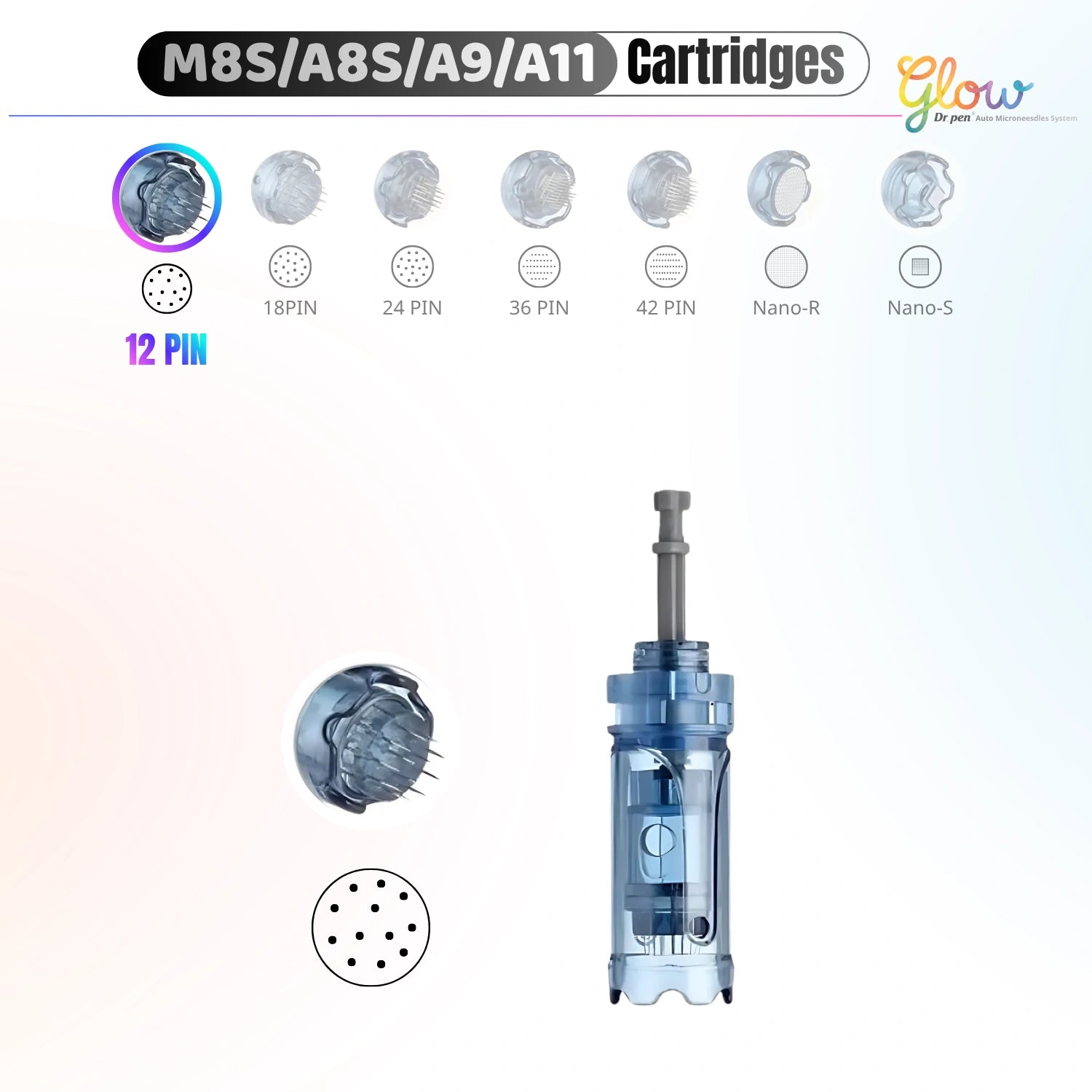 Dr. Pen A10 12 pin replacement cartridge with valve needle design for microneedling pens