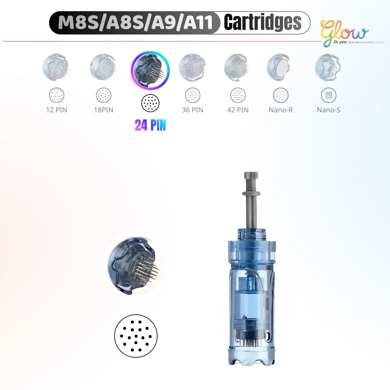 Dr. Pen A10 24 pin replacement cartridge for microneedling skin treatments and serum application