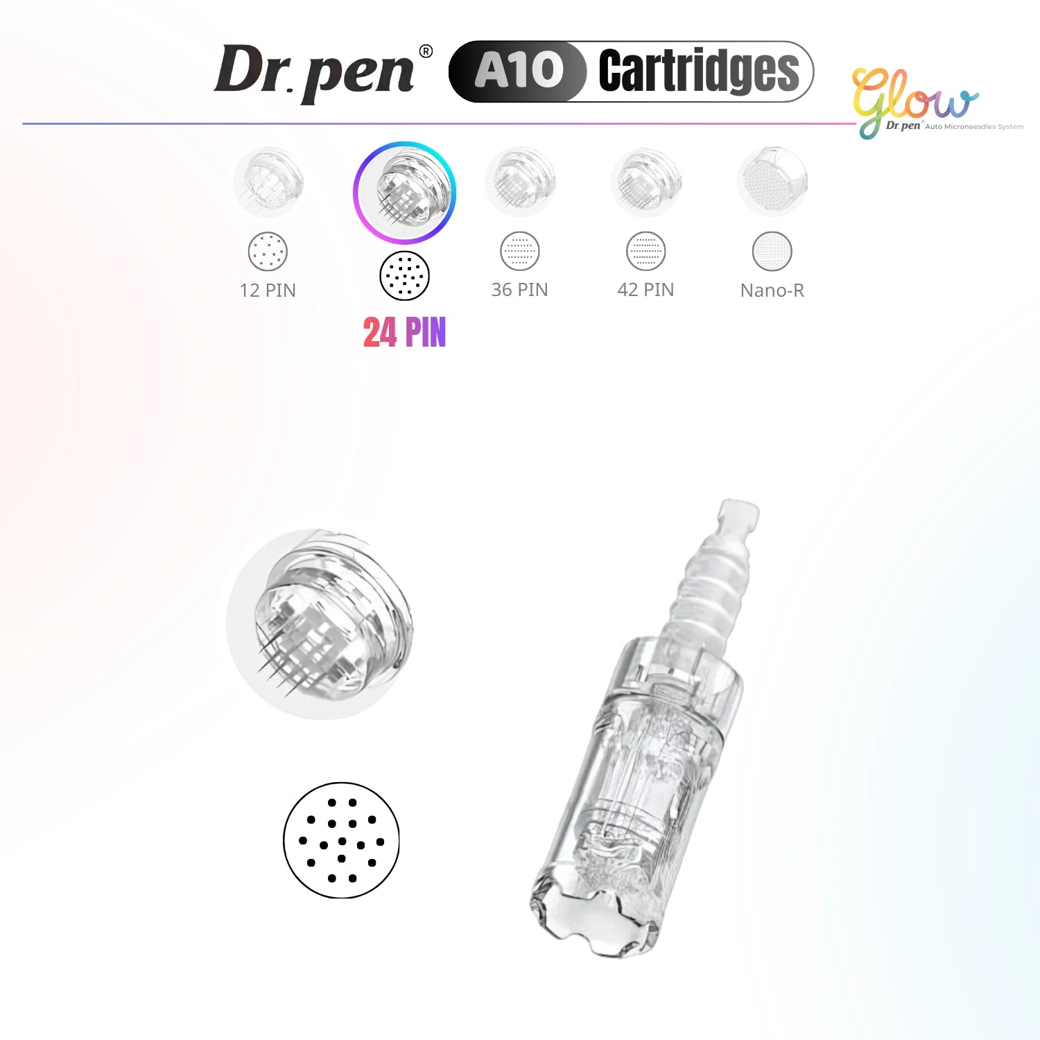 Dr. Pen A10 24 pin replacement cartridge for microneedling, moisturizing support, lifting and firming treatments.