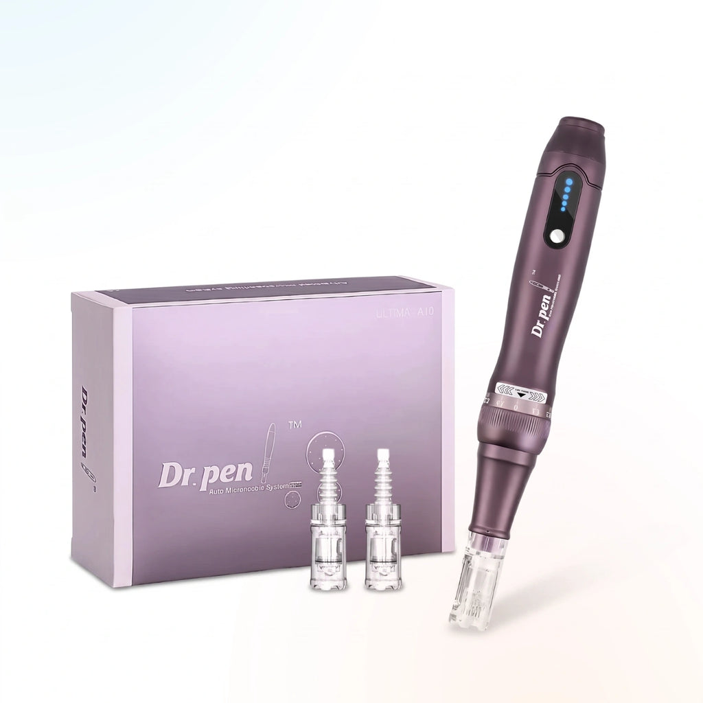 Dr. Pen A10 microneedling pen with packaging box and two needle cartridges