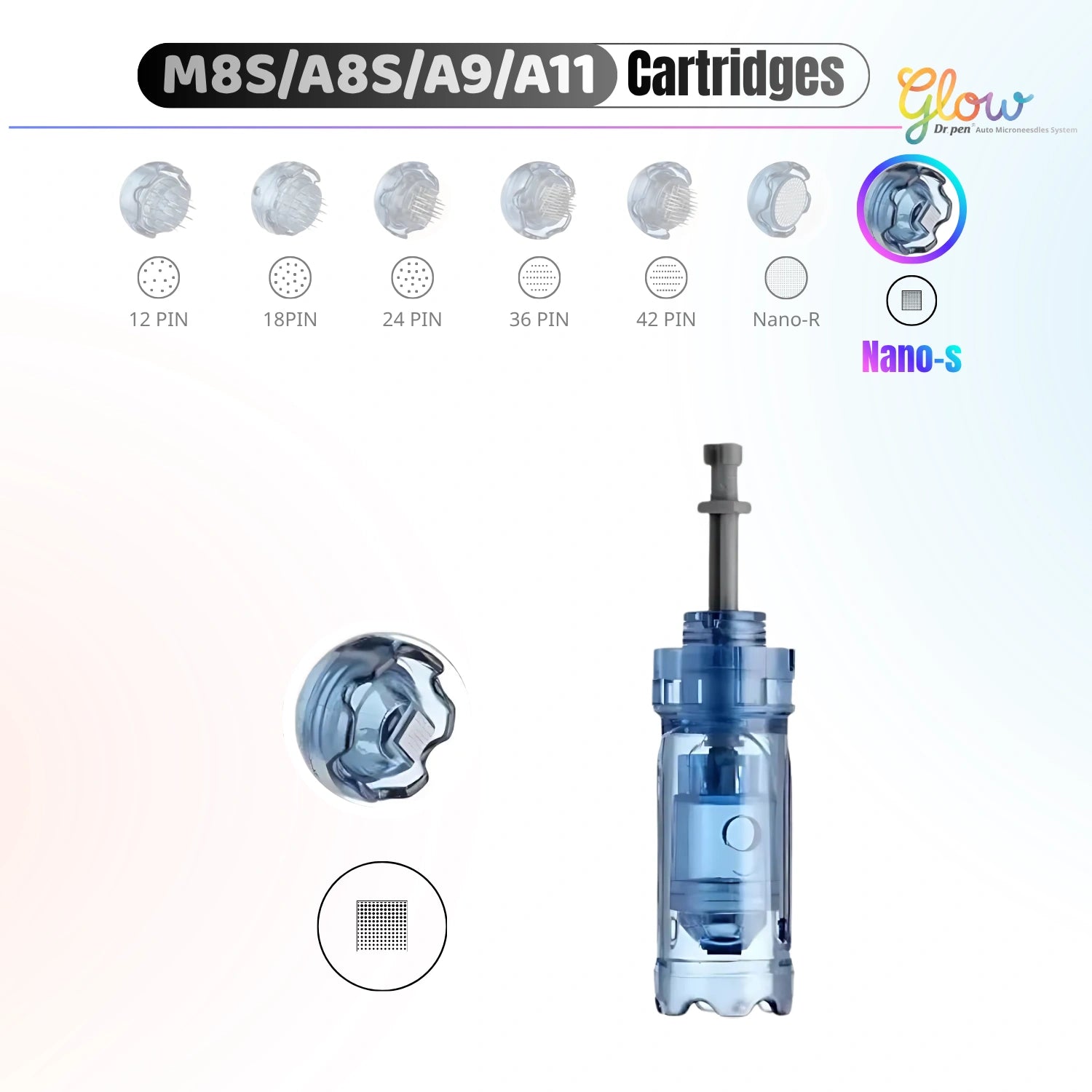 Dr. Pen A10 Nano-S square replacement cartridge for eye area, sensitive skin and superficial serum care