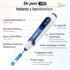 Dr. Pen A11 Ultima Pro microneedling pen with smart induction auto pause feature on docking base