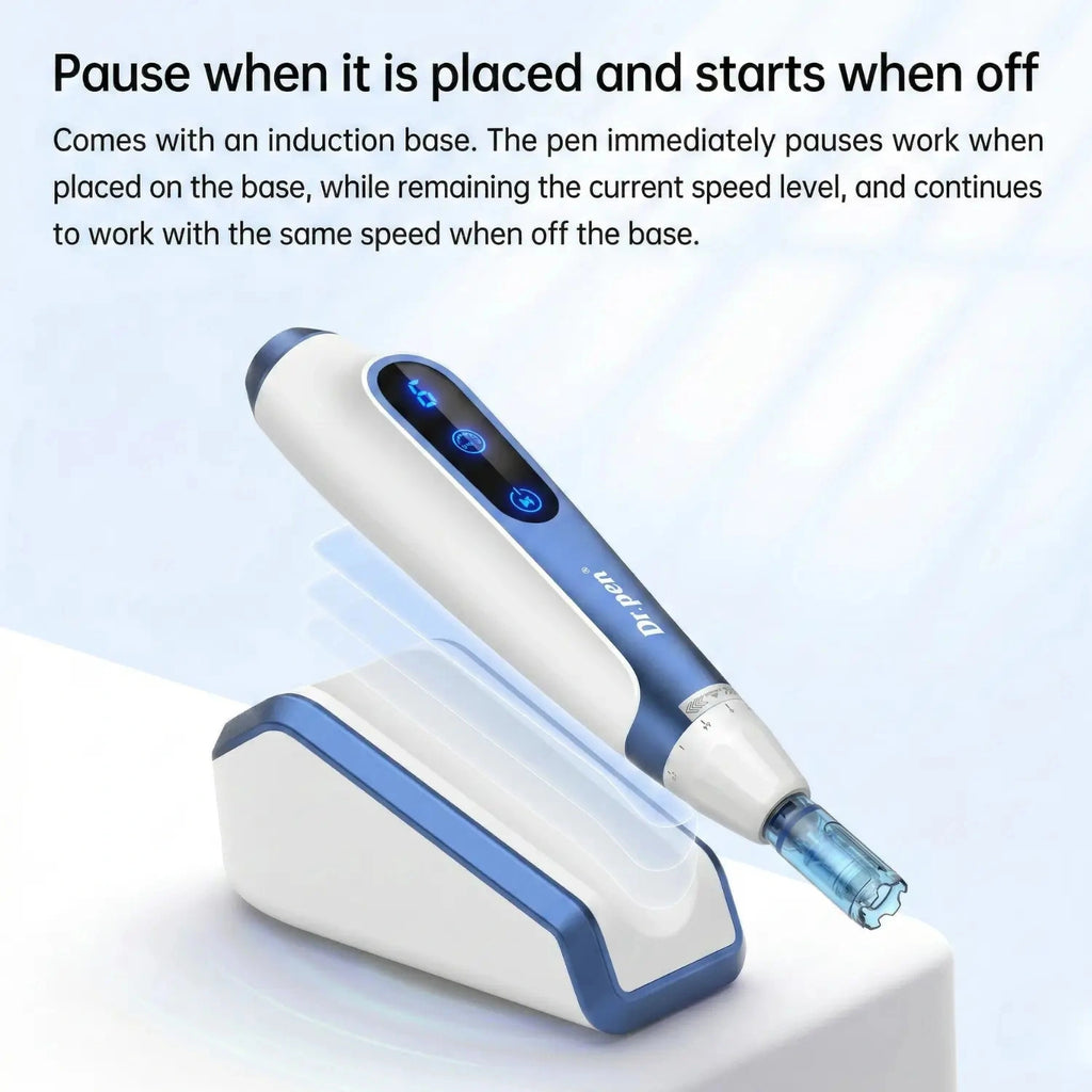 Dr. Pen A11 Ultima Pro microneedling pen touchscreen controls and 3 lock connector cartridge system