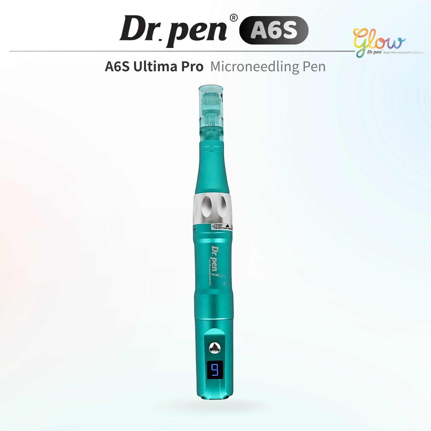 Dr. Pen A6S Smart Microneedling Pen in teal with digital display and protective cap