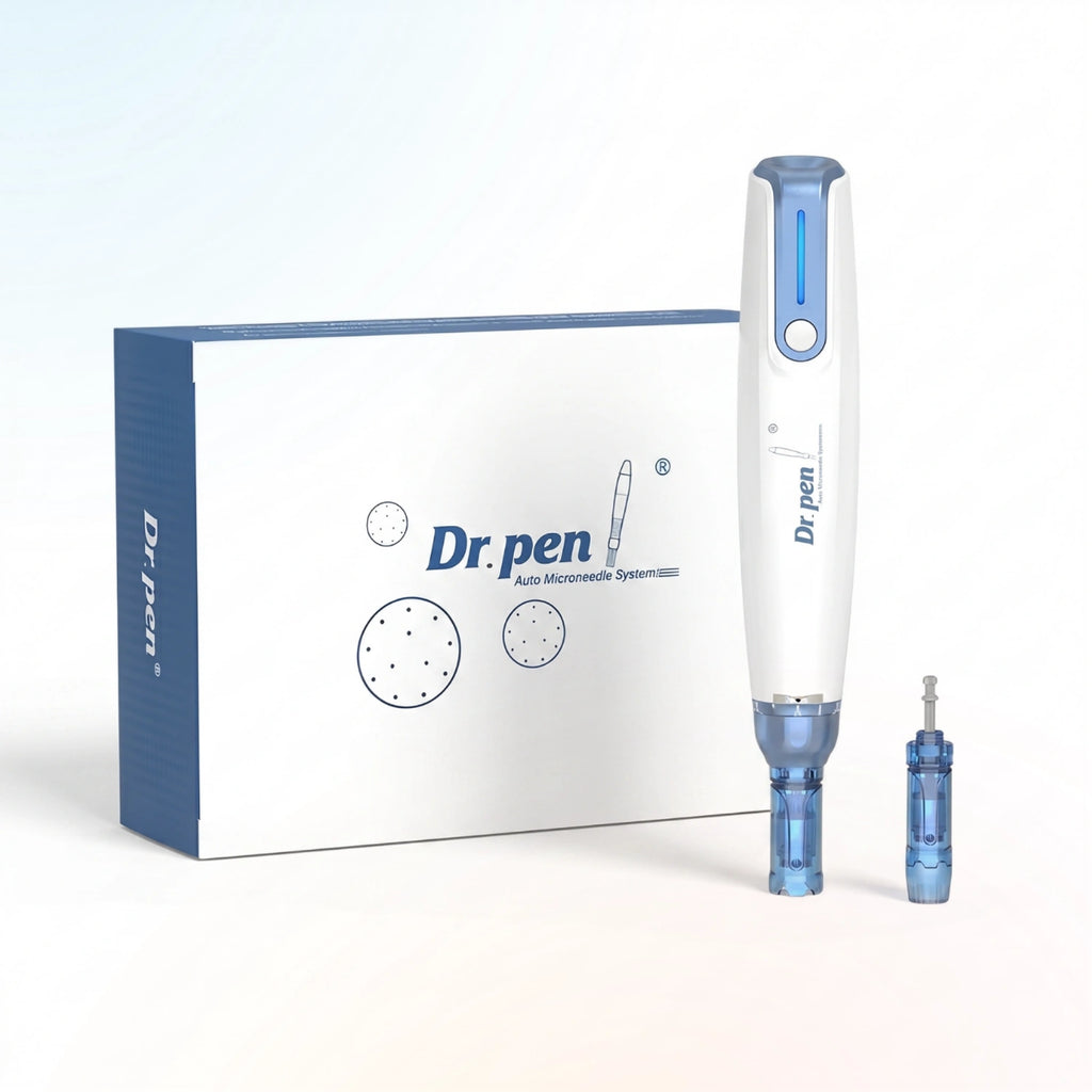 Dr. Pen A9 microneedling pen with retail packaging box and extra needle cartridge