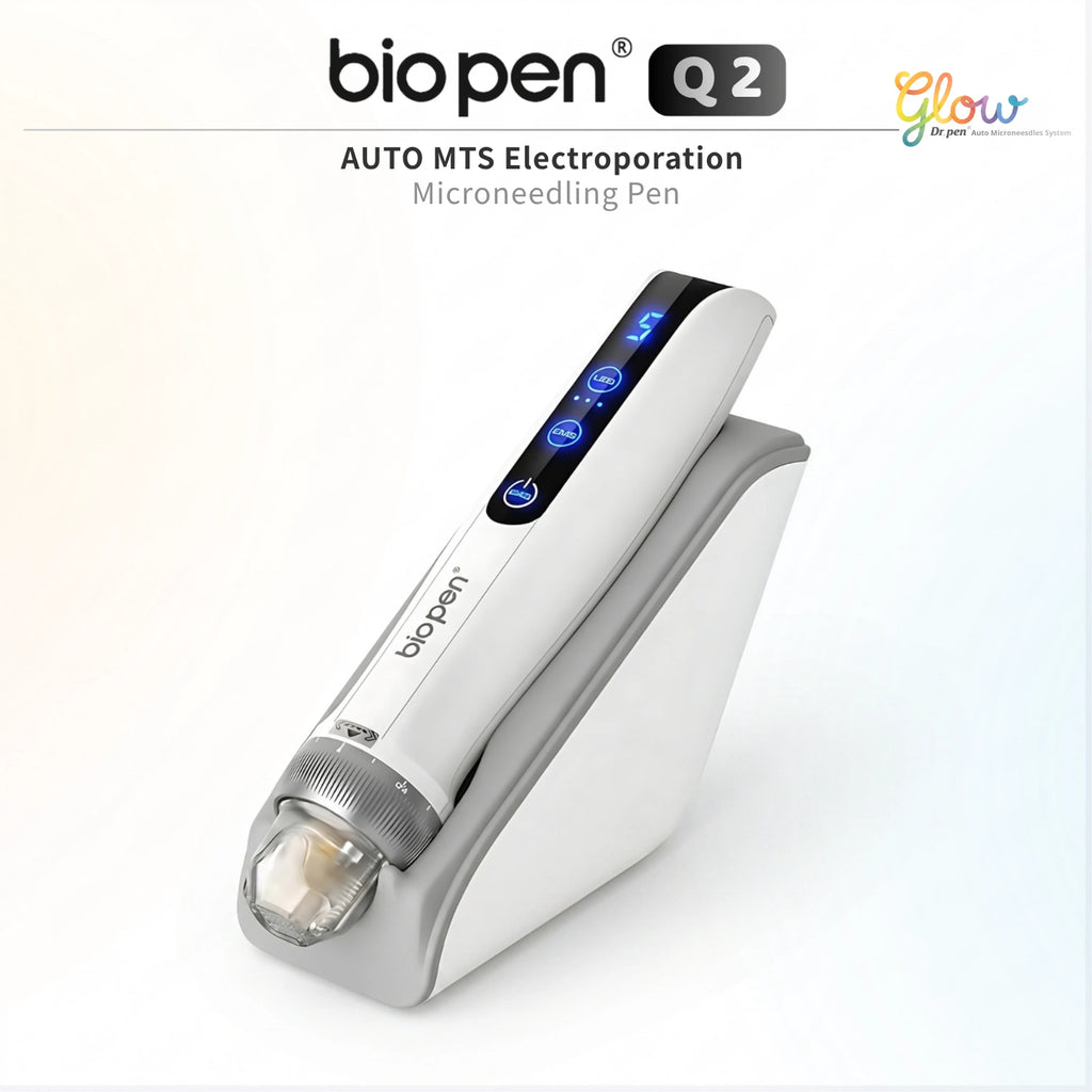 Dr. Pen Bio Pen Q2 3-in-1 EMS LED microneedling tool hero image with induction base