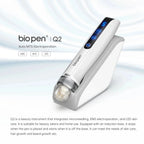 Dr. Pen Bio Pen Q2 microneedling tool showing EMS LED and MTS electroporation features overview