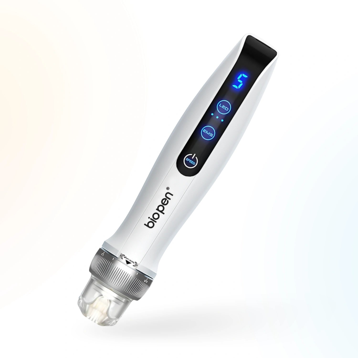 Dr. Pen Bio Pen Q2 microneedling pen with LED display and control buttons close view