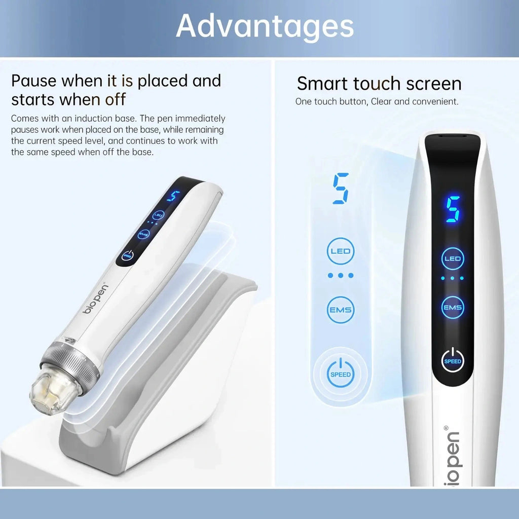 Dr. Pen Bio Pen Q2 microneedling pen smart touchscreen interface with LED EMS and speed controls