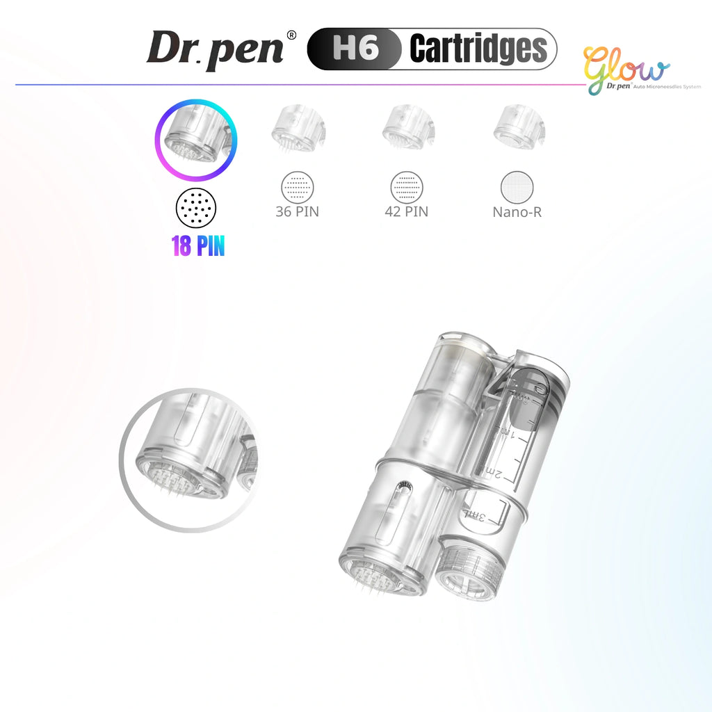 Dr. Pen H6 18 pin replacement cartridge with highlighted needle head and close-up product view
