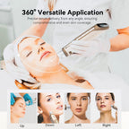 Dr. Pen H6 LED microneedling pen demonstrating 360 degree serum delivery on face