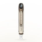 Front view of Dr. Pen H6 LED microneedling pen in gold with digital display and control buttons