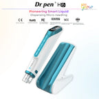 Dr. Pen H6 LED microneedling pen in white and teal with smart liquid dispensing base and digital display