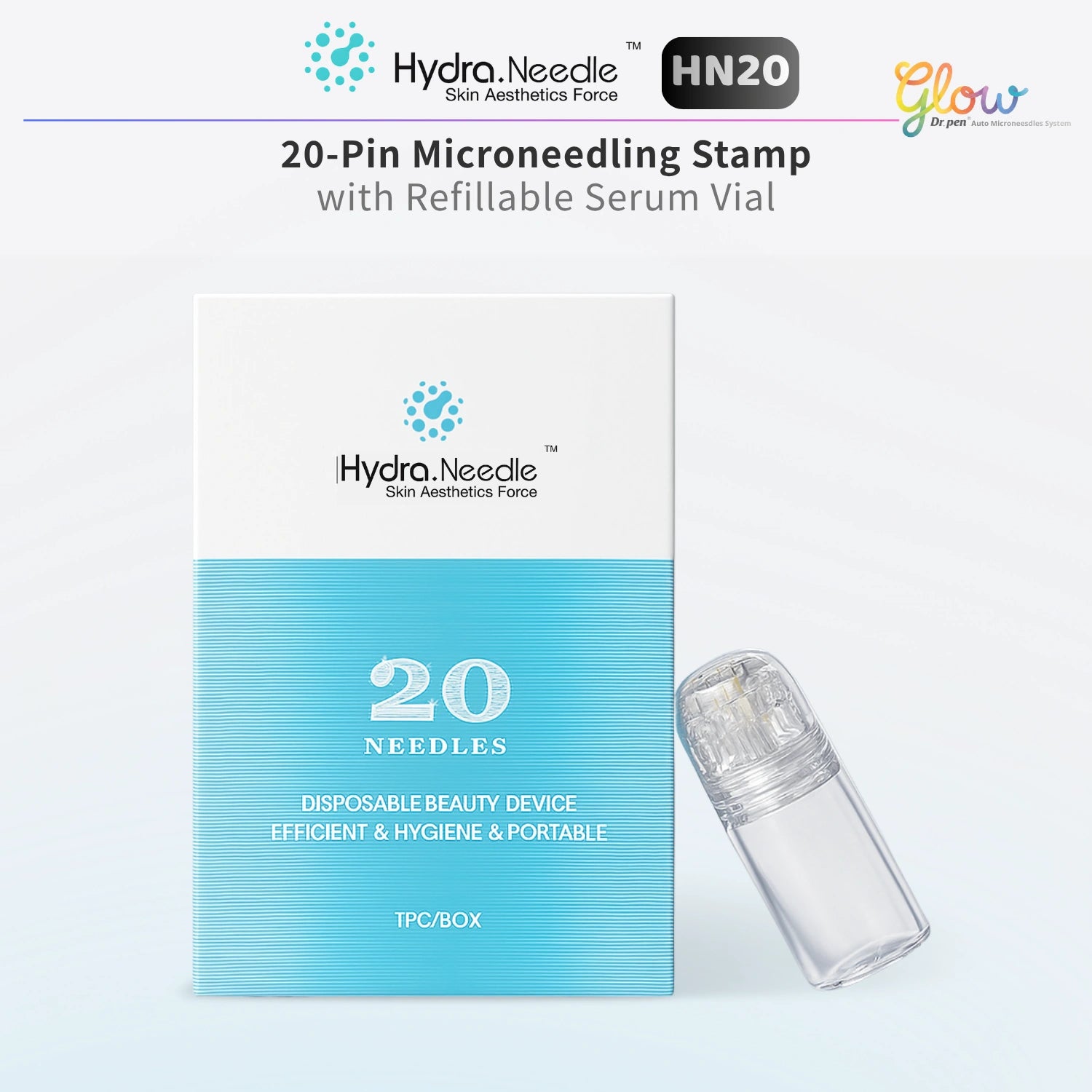 Dr.Pen Hydra Needle HN20 20-pin derma stamp with refillable serum vial and product box