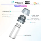 Dr.Pen Hydra Needle HN30 product features with protective cover, rotatable dial, connector, and 10ml vial