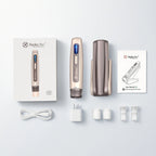 Dr.Pen Hydra Pen H5 Gold complete microneedling device set with charger, cartridges, manual, and accessories