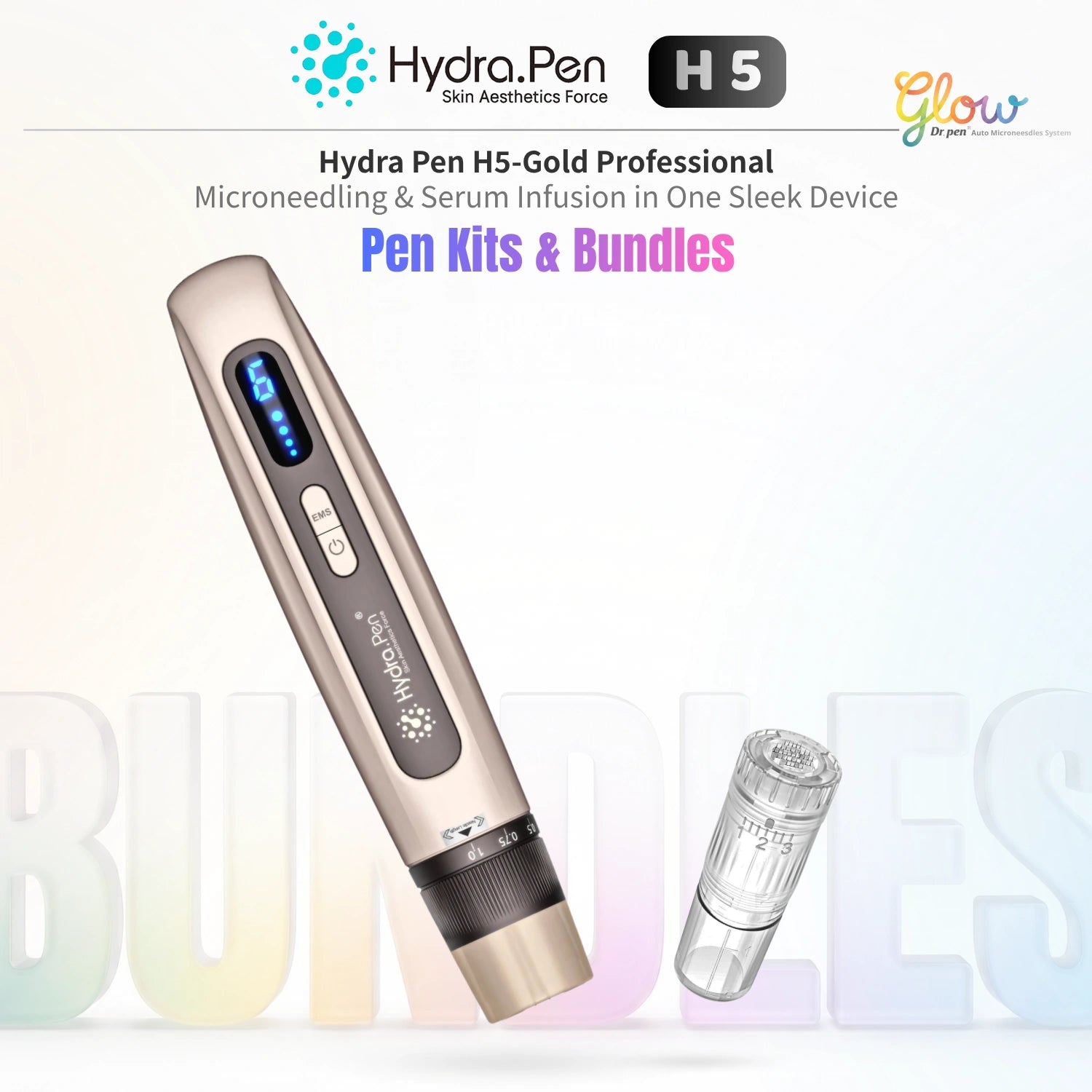 Dr.Pen Hydra Pen H5 Gold microneedling pen kit bundles with replacement cartridge