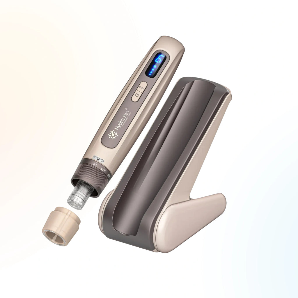 Dr.Pen Hydra Pen H5 Gold microneedling device with serum cartridge and charging stand