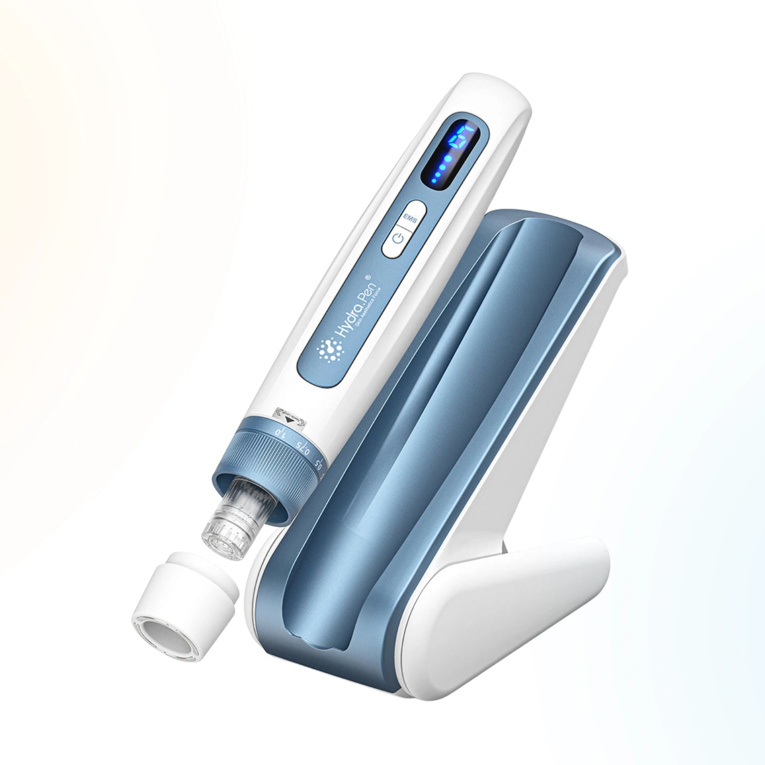 Dr.Pen Hydra Pen H5 White microneedling device with charging stand and removable cap