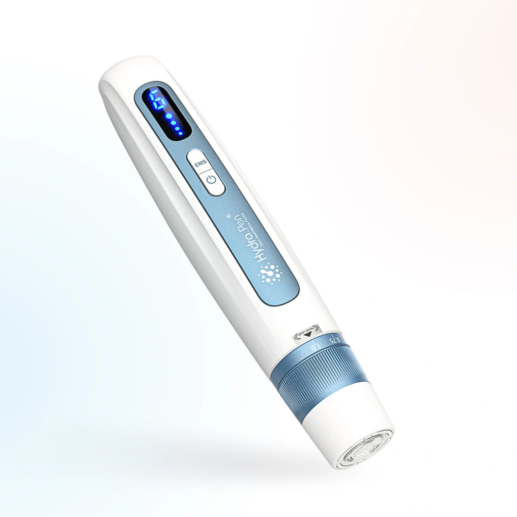 Dr.Pen Hydra Pen H5 White handheld microneedling device close-up with LED display