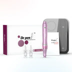 Dr. Pen M7 wireless microneedling pen with product box, case, user manual, and cartridges