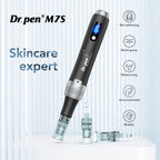 Dr. Pen M7S black microneedling pen skincare display with replacement cartridge tips