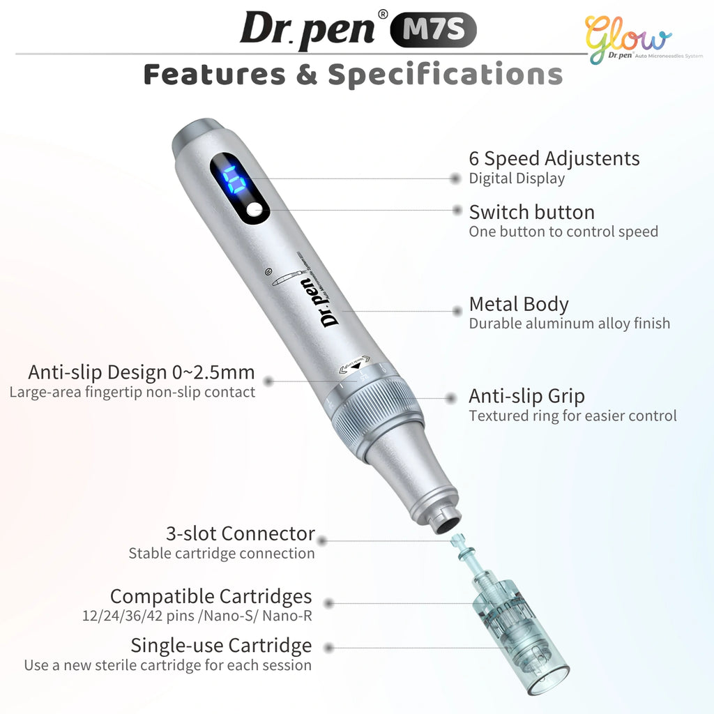 Dr. Pen M7S silver microneedling pen features and specifications