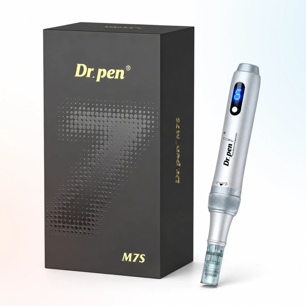 Dr. Pen M7S silver wireless microneedling pen with product box