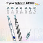 Dr. Pen Glow M8 and M7S replacement cartridges full range showing 11 pin, 16 pin, 24 pin, 36 pin, 42 pin, Nano-S and Nano-R options