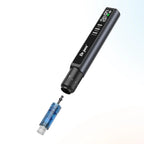 Dr. Pen M8 Max microneedling pen and cartridge showing the cartridge connection system