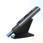 Side view of Dr. Pen M8 Max microneedling pen with cartridge and ergonomic stand