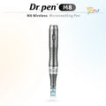 Dr. Pen M8 wireless microneedling pen in gray with digital display and attached needle cartridge