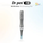 Dr. Pen M8 wireless microneedling pen in gray with digital display and attached needle cartridge