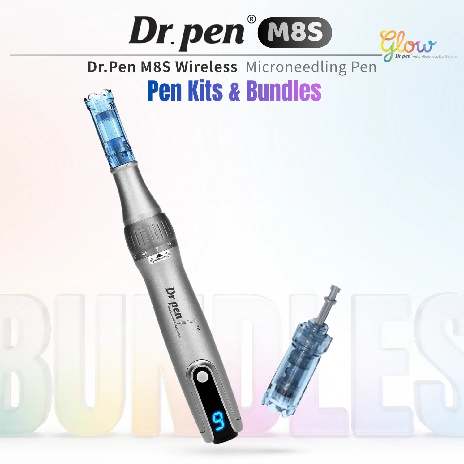Dr. Pen M8S wireless microneedling pen kits and bundles with spare cartridge and digital speed display