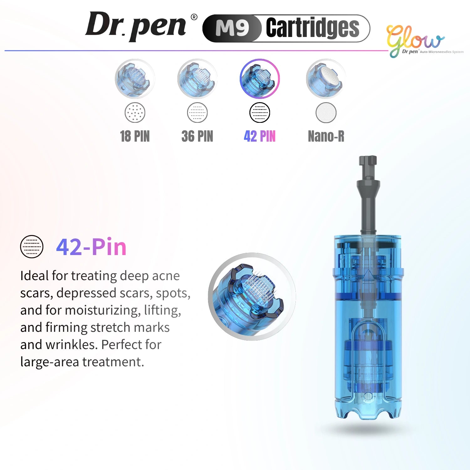 Dr. Pen M9 42 pin replacement cartridge for large area microneedling and skin firming treatments