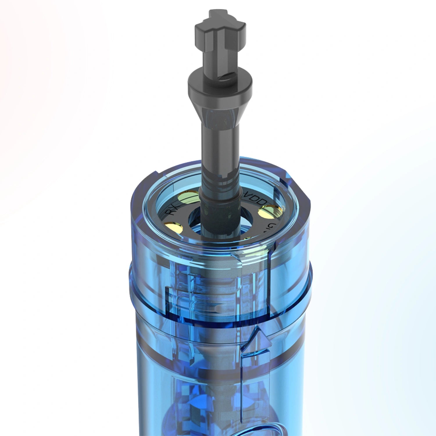 Detailed top view of Dr. Pen M9 replacement cartridge chip connector and internal cartridge components