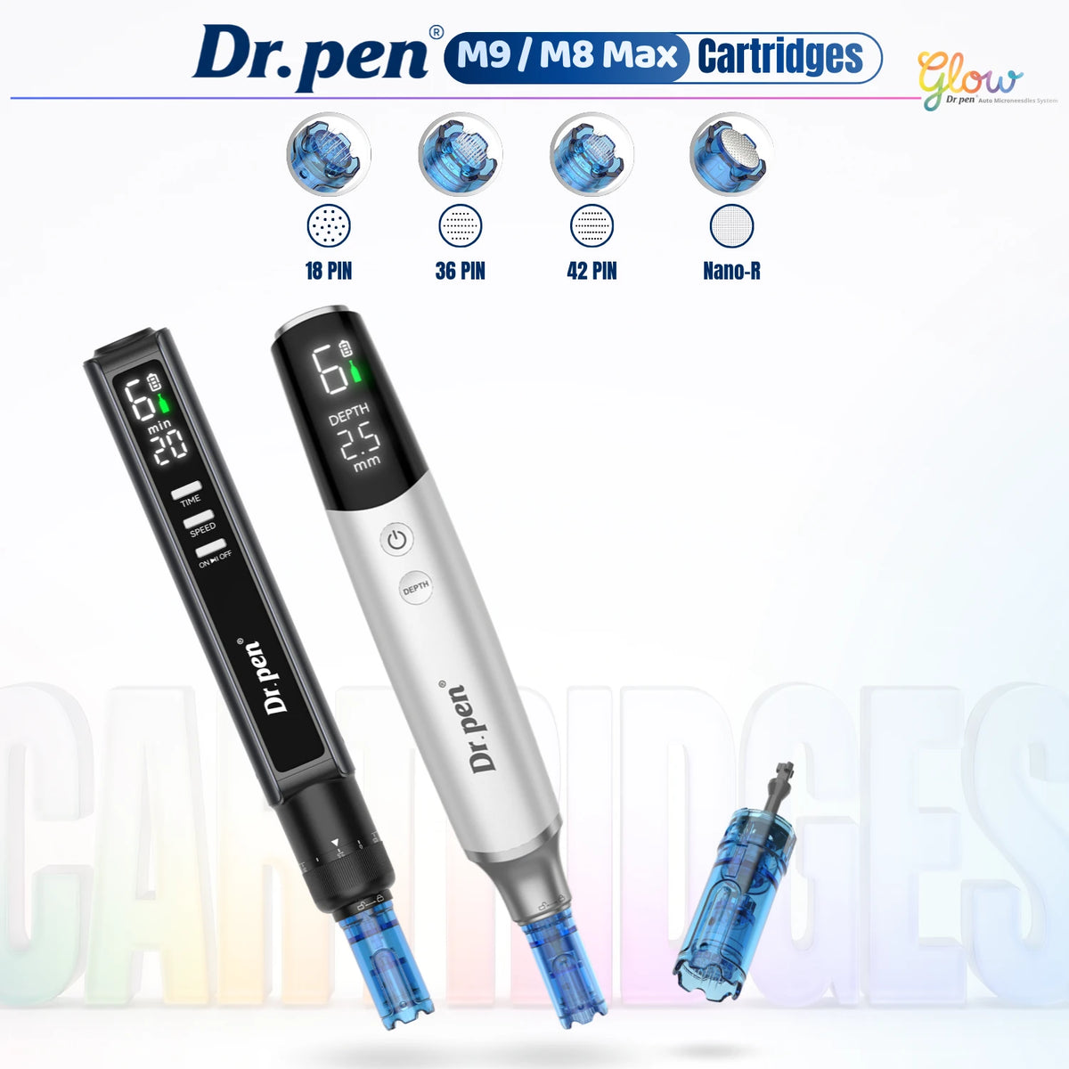 Dr. Pen M9 and M8 Max microneedling cartridges – 18 pin, 36 pin, 42 pin and Nano-R