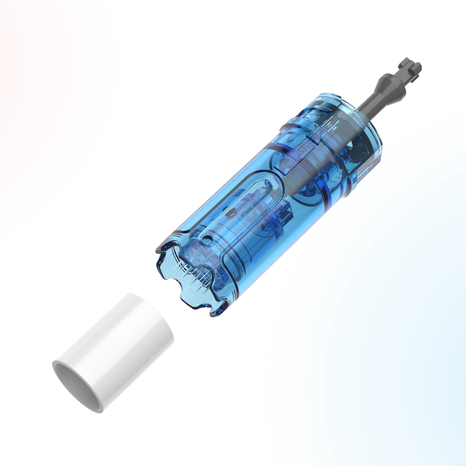 Dr. Pen M9 replacement cartridge with protective cap removed, showing the microneedle head