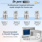 Dr. Pen MIS20 four-session skincare routine using anti-aging and brightening serums about once every two weeks.