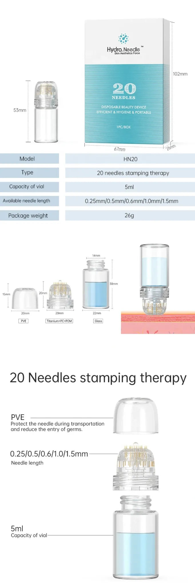 Dr.Pen Hydra Needle HN20 20-Pin Derma Stamp - Feature Image 1