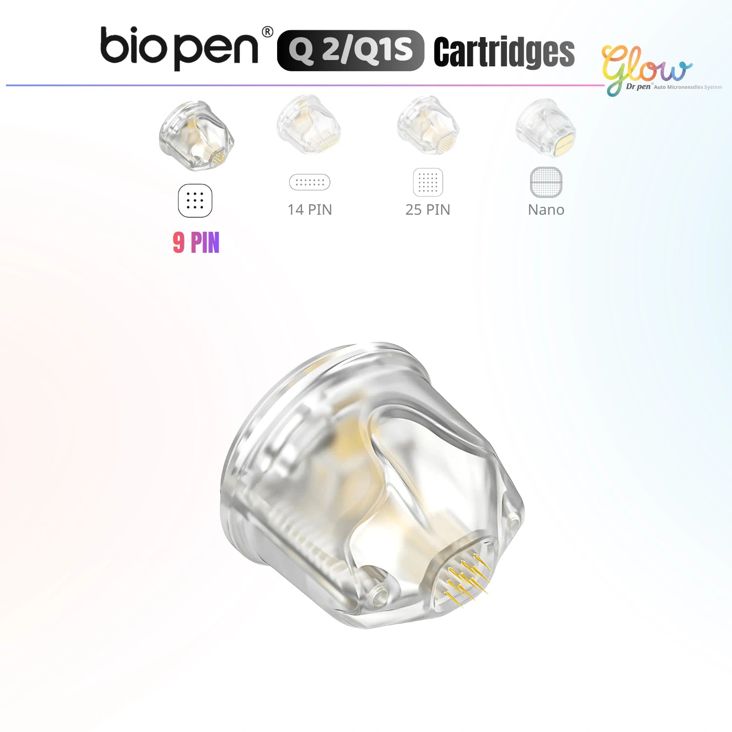 Dr. Pen Q1S Q2 9 pin replacement cartridge close-up for small area microneedling treatments