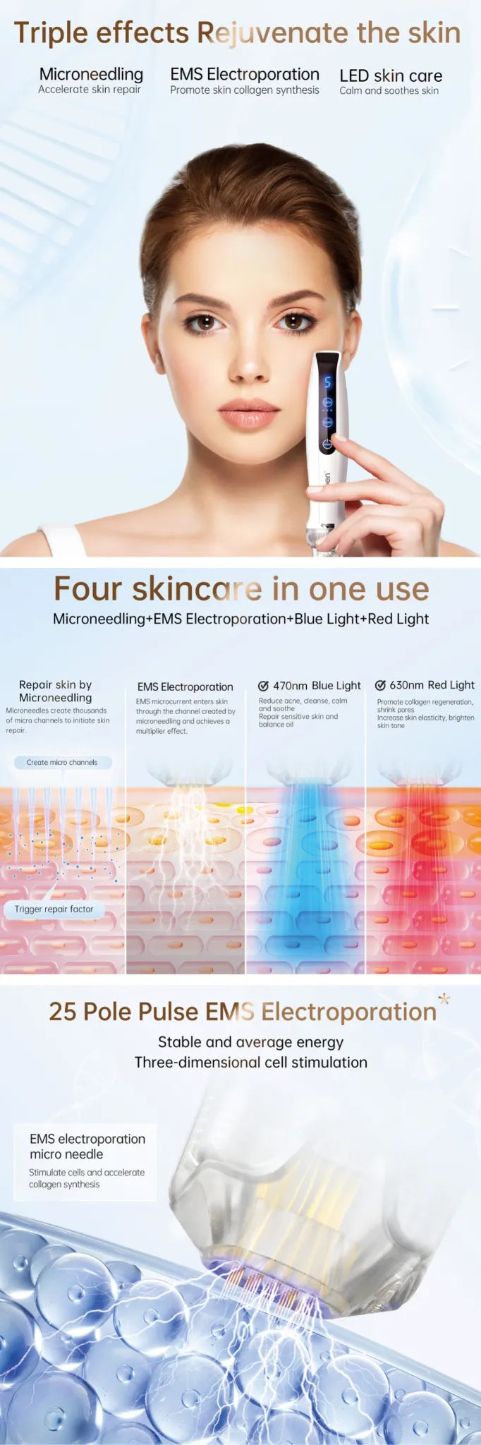Dr.Pen Bio Pen Q2 3-in-1 EMS LED Microneedling Tool - Feature Image 1