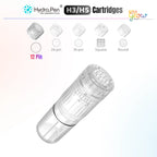 Hydra Pen H3 H5 12-pin replacement cartridge with transparent 3ml chamber, needle cap, and serum adjustment markings