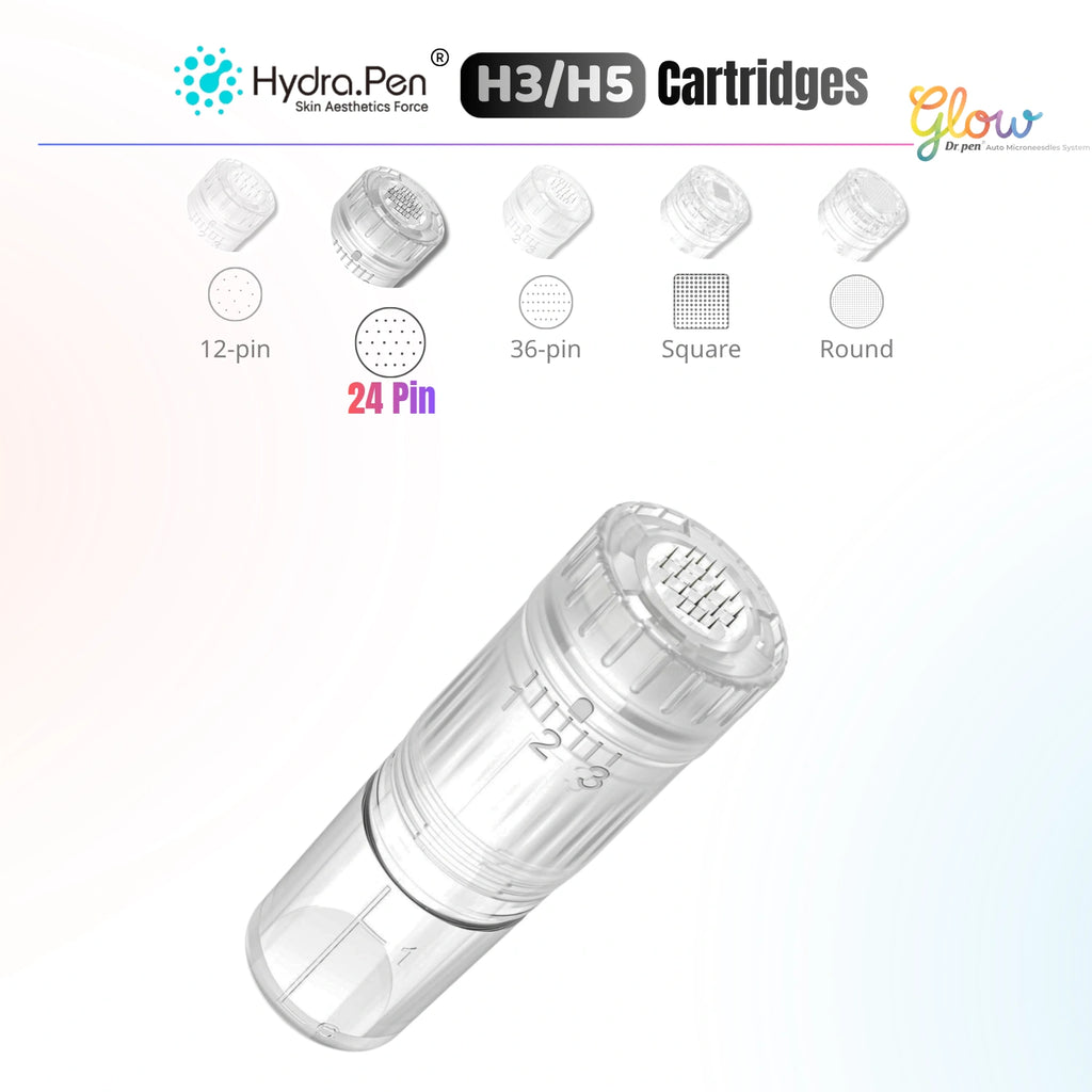 Hydra Pen H3 H5 24-pin replacement cartridge with transparent 3ml serum chamber and adjustable liquid flow settings